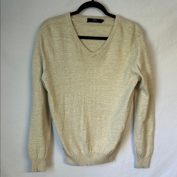 J.Crew 100% Cotton Men's Beige V-Neck Sweater Size S - Picture 1 of 7